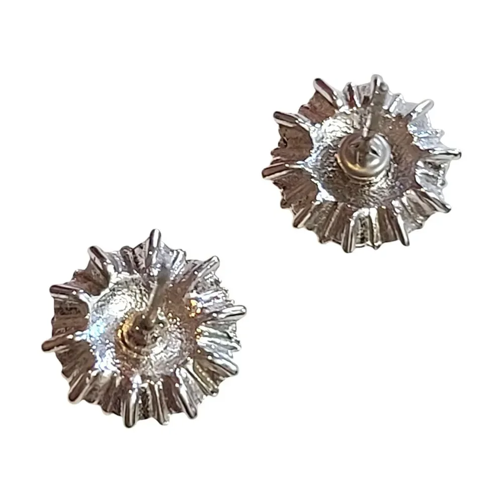 Vintage Silver Tone Rhinestone Cluster Post Earrings